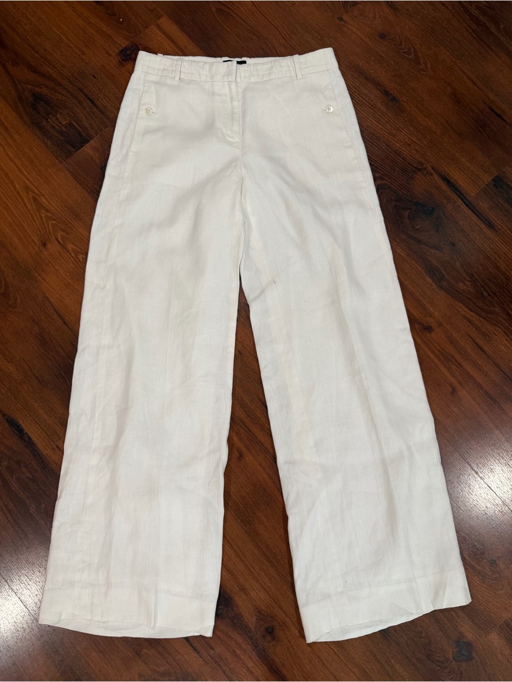 J.Crew Women’s Size 6 White Wide-Leg Dress Pants Trousers 100% linen